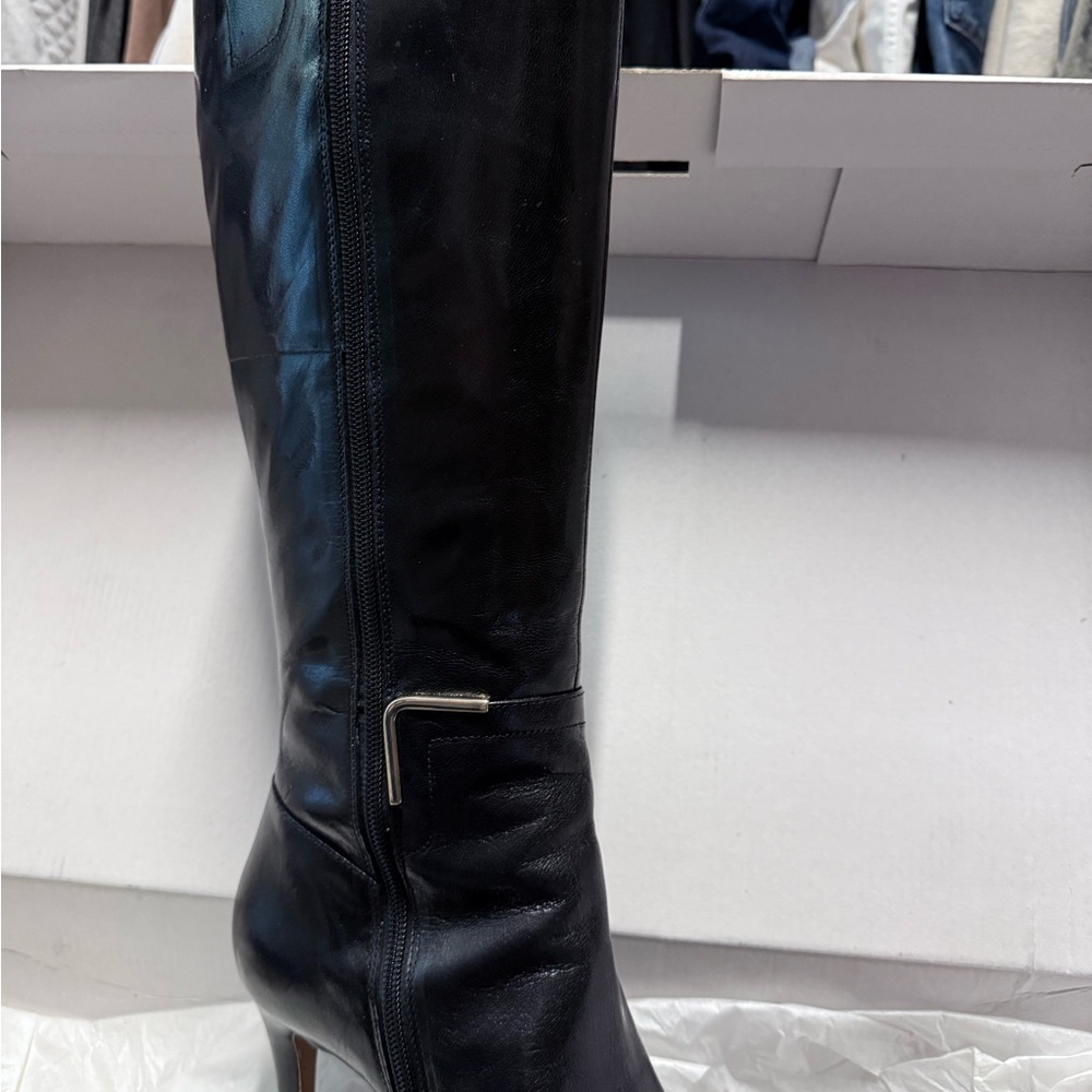 Nine West Black Leather Knee-High Boots - Picture 4 of 7